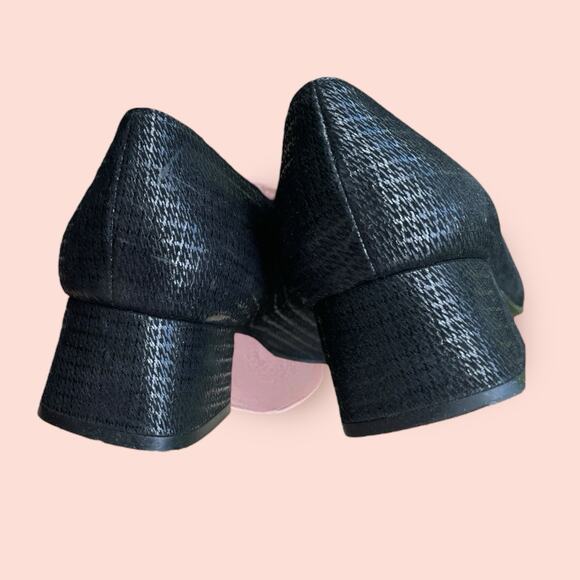 STUART WEITZMAN Black Lines Suede Vintage 90s Low Heel Pumps Square Toe Sz 9.5 - Picture 14 of 14